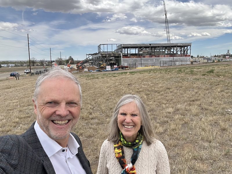 Andrew Brown and Professor Carmen Menoni at the ATLAS facility construction site, CSU Fort Collins